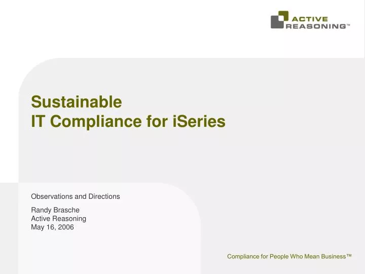 sustainable it compliance for iseries