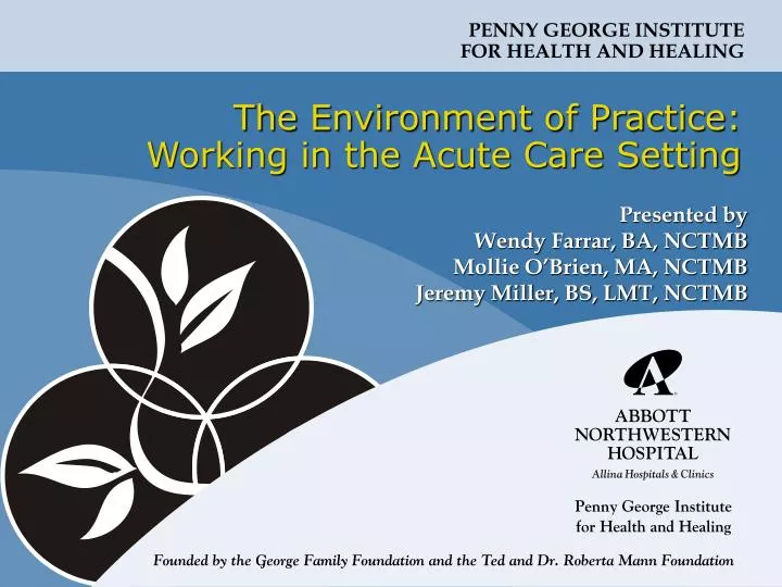 the environment of practice working in the acute care setting