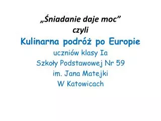 niadanie daje moc czyli