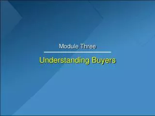 Understanding Buyers