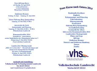 Volkshochschule Lambrecht Telefon 06325 181112
