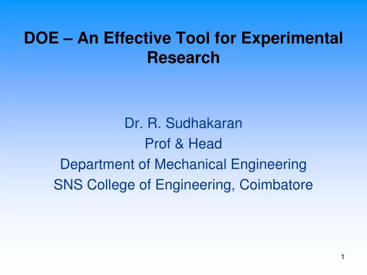 doe an effective tool for experimental research