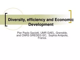 Diversity, efficiency and Economic Development