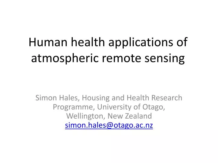 human health applications of atmospheric remote sensing