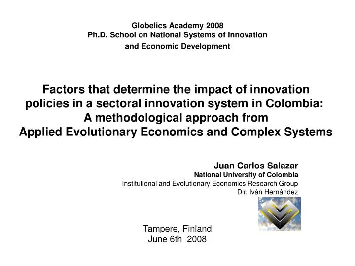 globelics academy 2008 ph d school on national systems of innovation and economic development