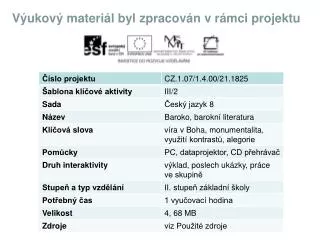 v ukov materi l byl zpracov n v r mci projektu