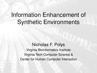 Information Enhancement of Synthetic Environments