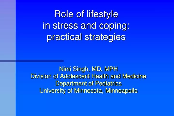 role of lifestyle in stress and coping practical strategies