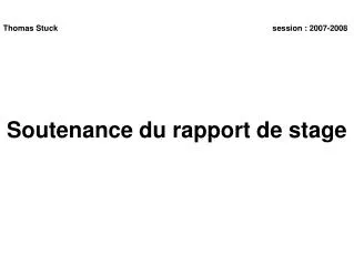 soutenance du rapport de stage