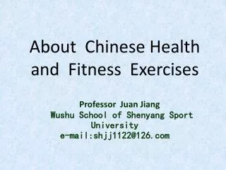About Chinese Health and Fitness Exercises