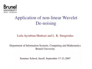 Application of non-linear Wavelet De-noising