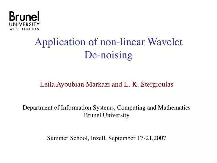 application of non linear wavelet de noising