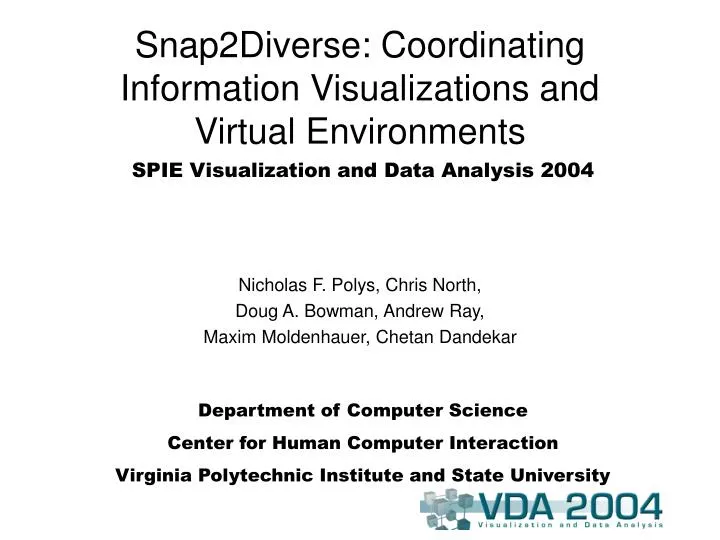 snap2diverse coordinating information visualizations and virtual environments
