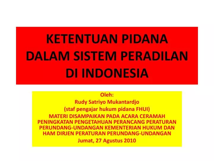 ketentuan pidana dalam sistem peradilan di indonesia