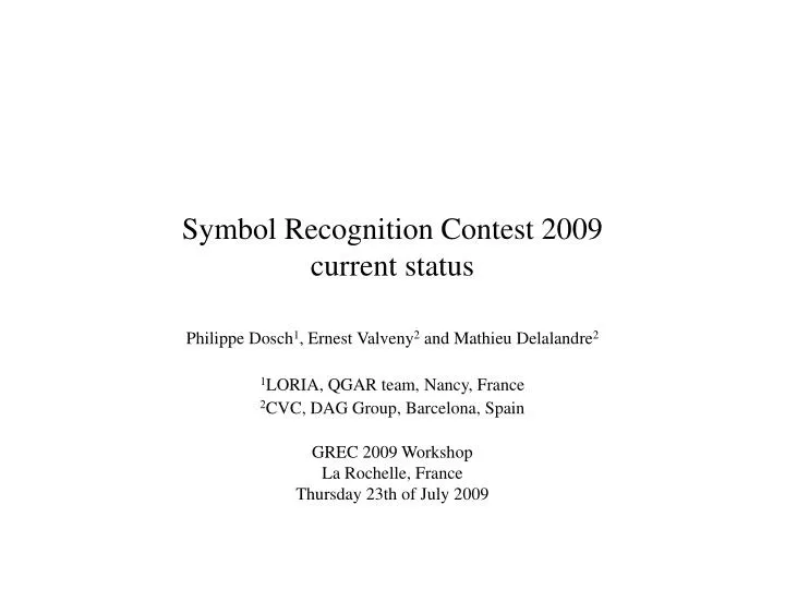 symbol recognition contest 2009 current status