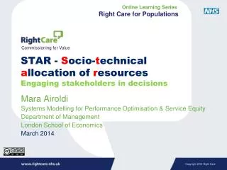 STAR - S ocio- t echnical a llocation of r esources Engaging stakeholders in decisions