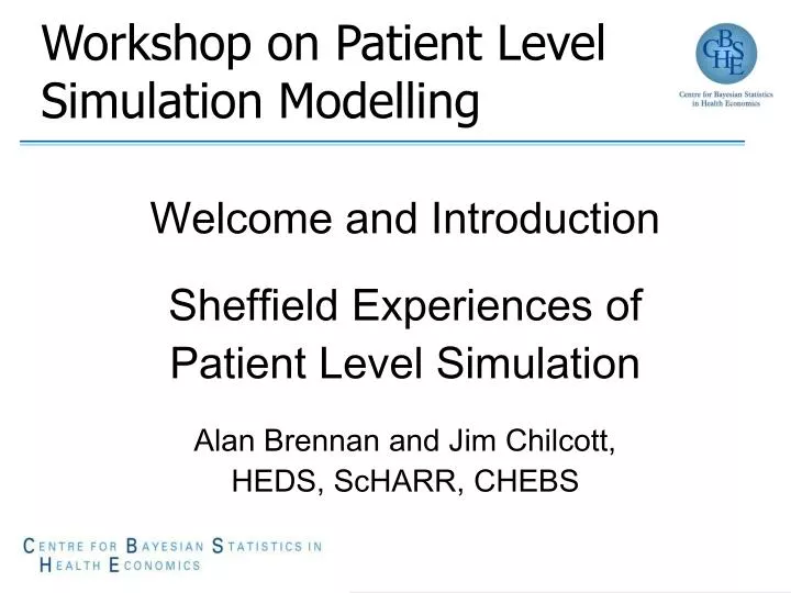 workshop on patient level simulation modelling