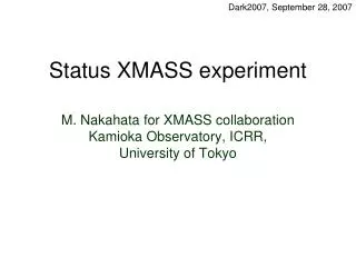 Status XMASS experiment