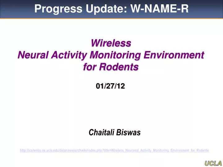 wireless neural activity monitoring environment for rodents 01 27 12