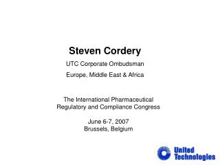 Steven Cordery UTC Corporate Ombudsman Europe, Middle East &amp; Africa