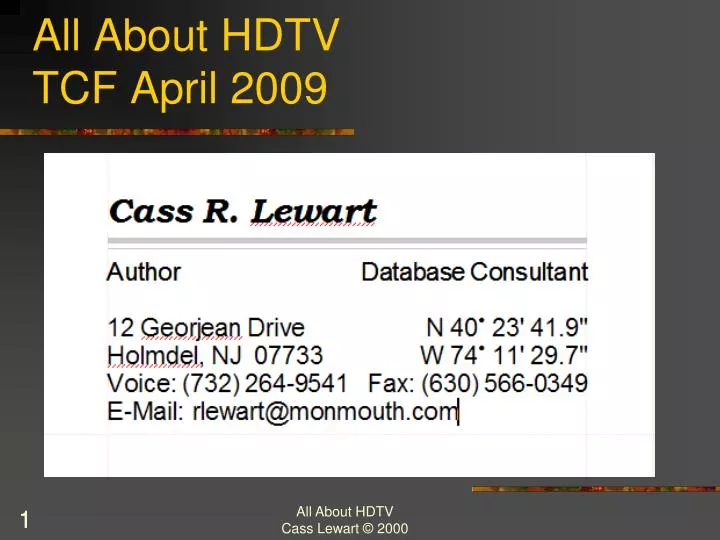 all about hdtv tcf april 2009