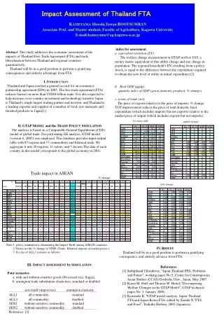 Impact Assessment of Thailand FTA