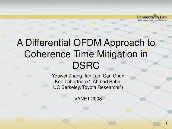 a differential ofdm approach to coherence time mitigation in dsrc