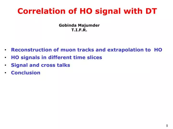 correlation of ho signal with dt