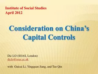 Dic LO (SOAS, London) diclo@soas.ac.uk with Guicai Li, Yingquan Jiang, and Tao Qin