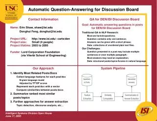 Automatic Question-Answering for Discussion Board