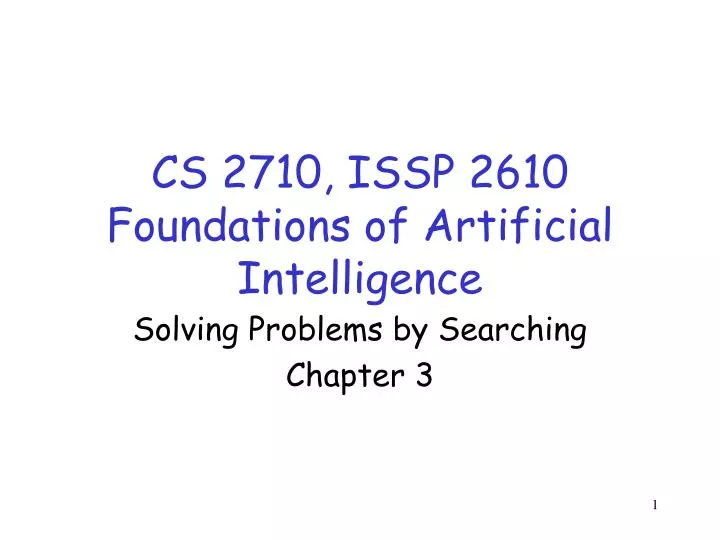 cs 2710 issp 2610 foundations of artificial intelligence