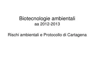 Biotecnologie ambientali aa 2012-2013 Rischi ambientali e Protocollo di Cartagena