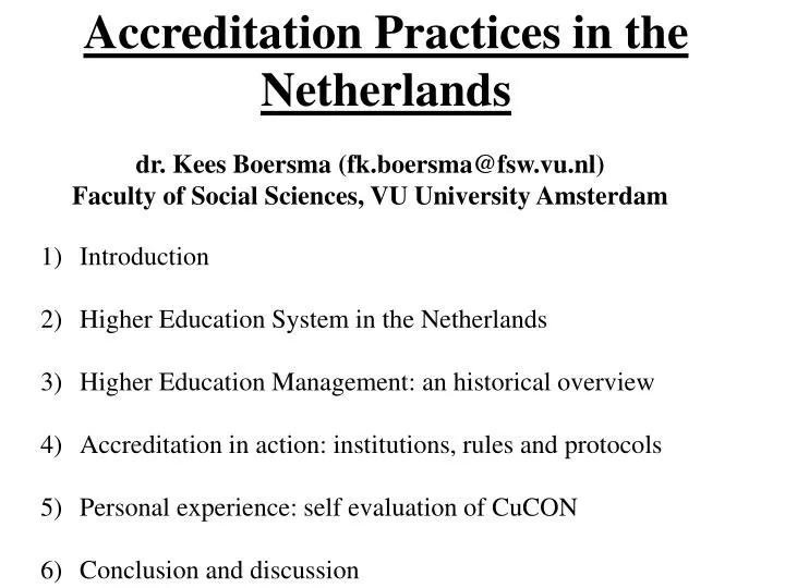 accreditation practices in the netherlands