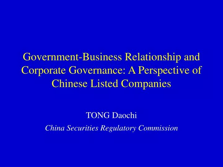 government business relationship and corporate governance a perspective of chinese listed companies