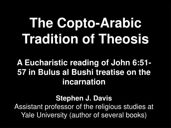 the copto arabic tradition of theosis