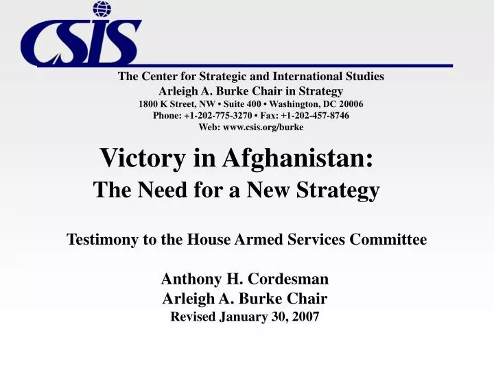 victory in afghanistan the need for a new strategy