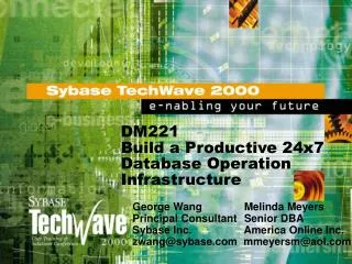 DM221 Build a Productive 24x7 Database Operation Infrastructure