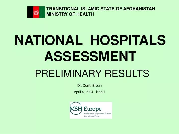 national hospitals assessment preliminary results