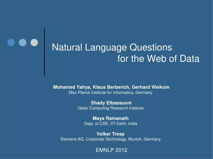 natural language questions for the web of data