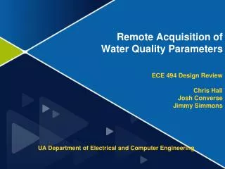 Remote Acquisition of Water Quality Parameters