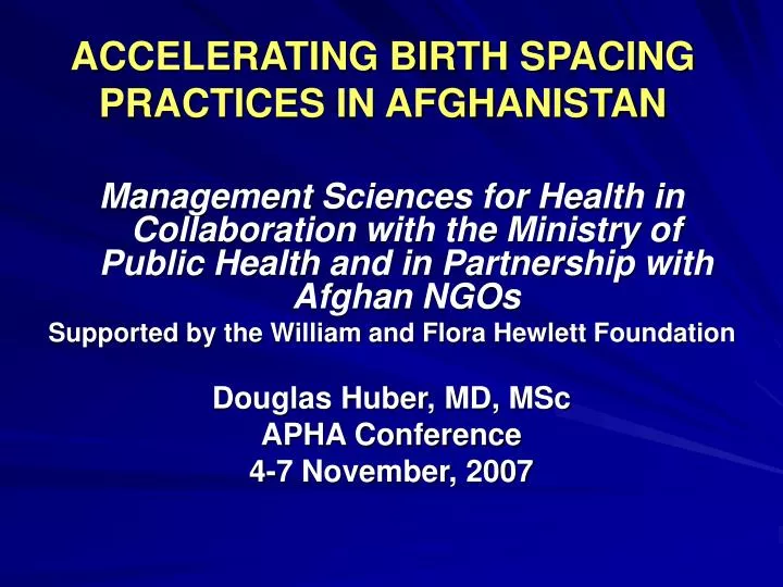 accelerating birth spacing practices in afghanistan