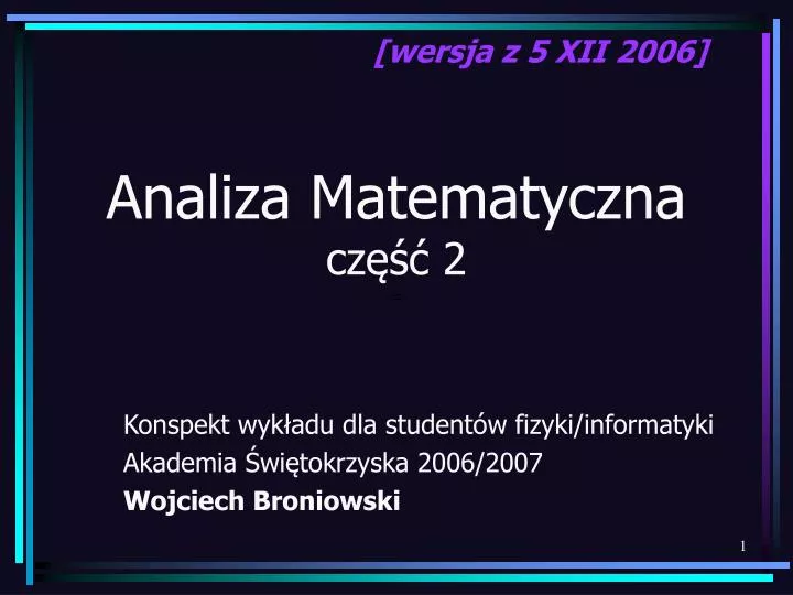 analiza matematyczna cz 2