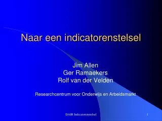 naar een indicatorenstelsel