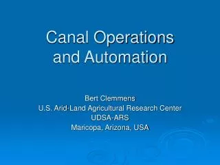 Canal Operations and Automation