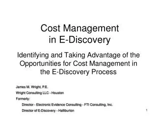 Cost Management in E-Discovery