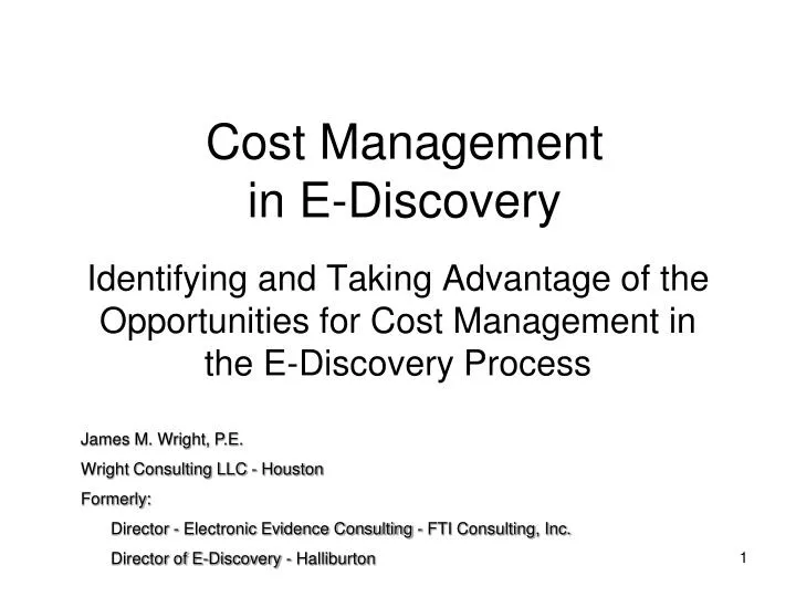 cost management in e discovery