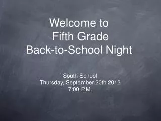 Welcome to Fifth Grade Back-to-School Night