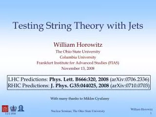 Testing String Theory with Jets