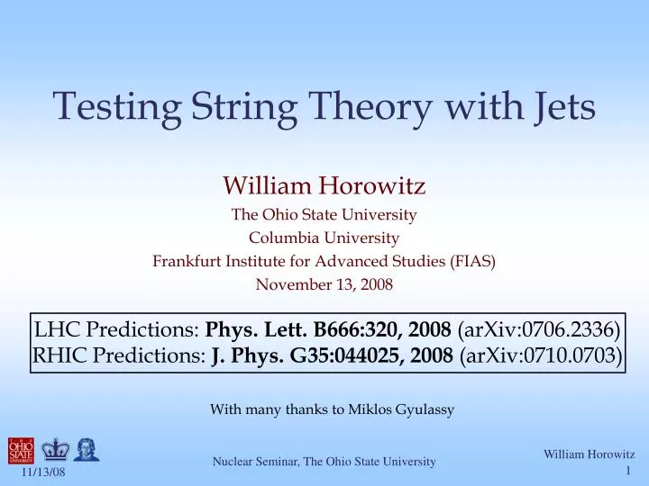 testing string theory with jets