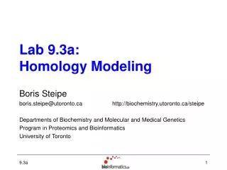 Lab 9.3a: Homology Modeling